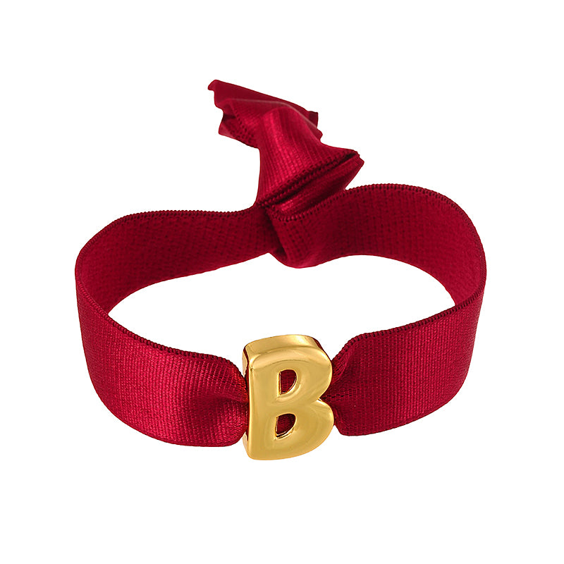 A Copper 26 Letter Velvet Elastic Bracelet