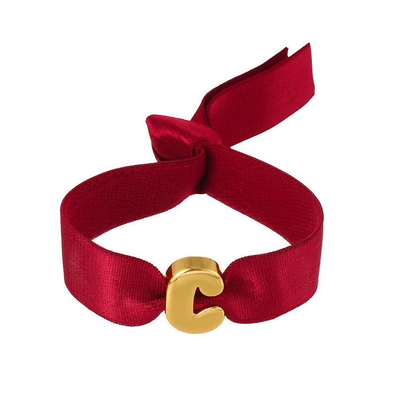 A Copper 26 Letter Velvet Elastic Bracelet