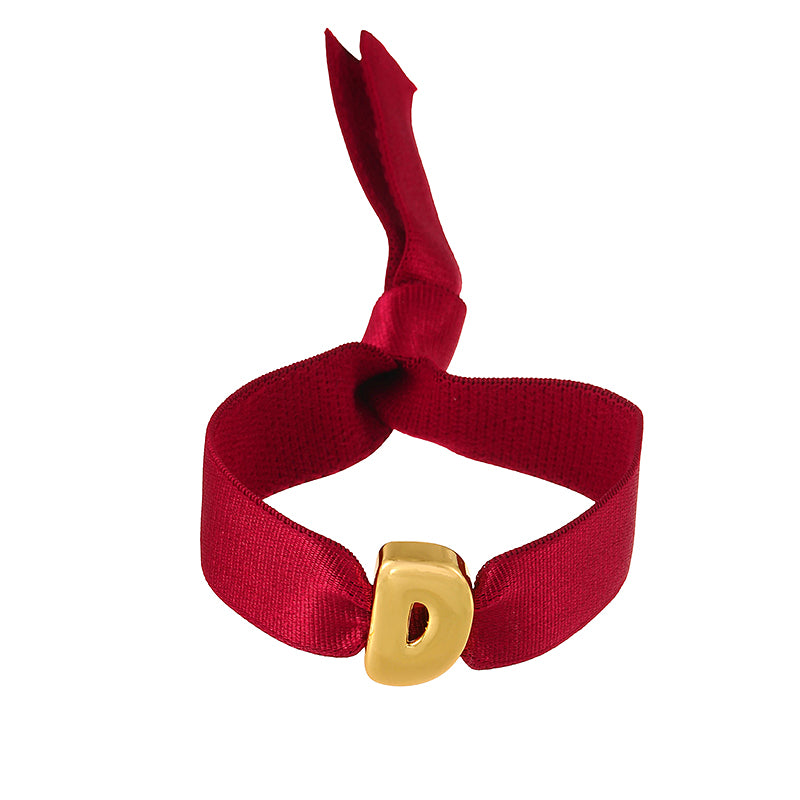 A Copper 26 Letter Velvet Elastic Bracelet