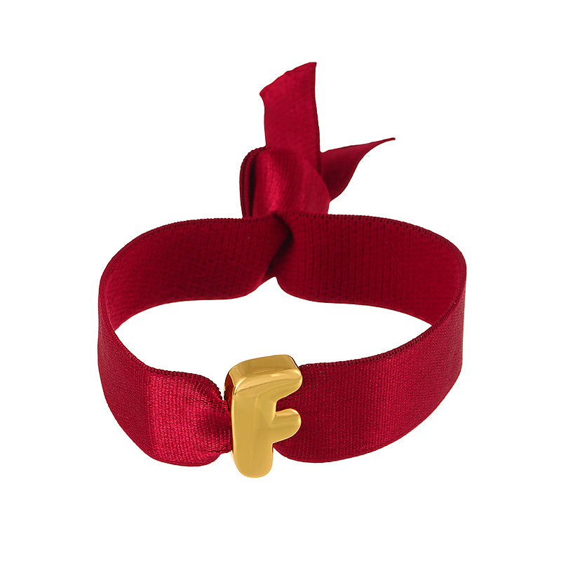 A Copper 26 Letter Velvet Elastic Bracelet