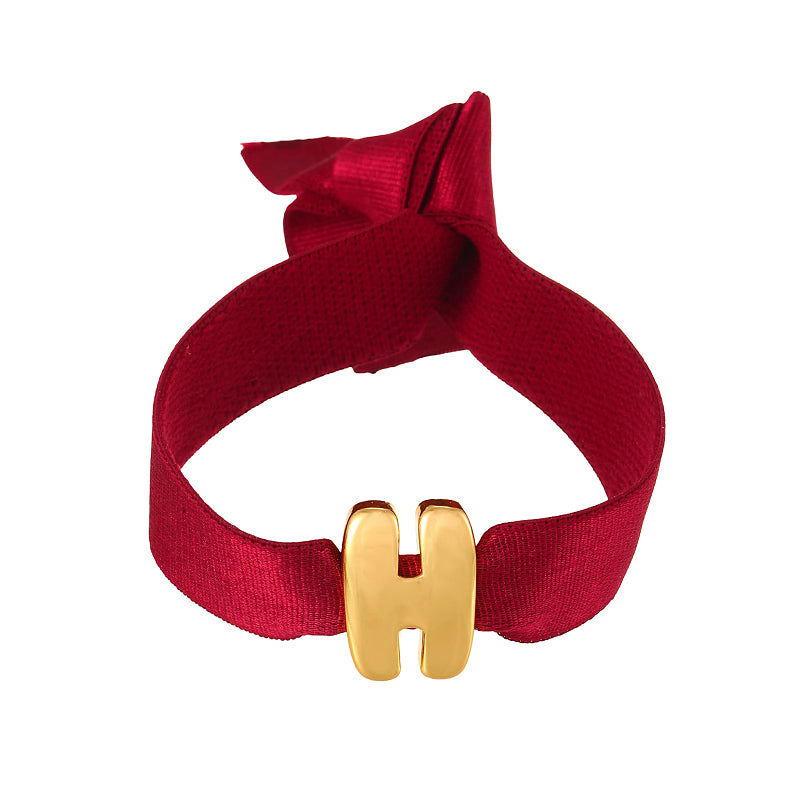 A Copper 26 Letter Velvet Elastic Bracelet