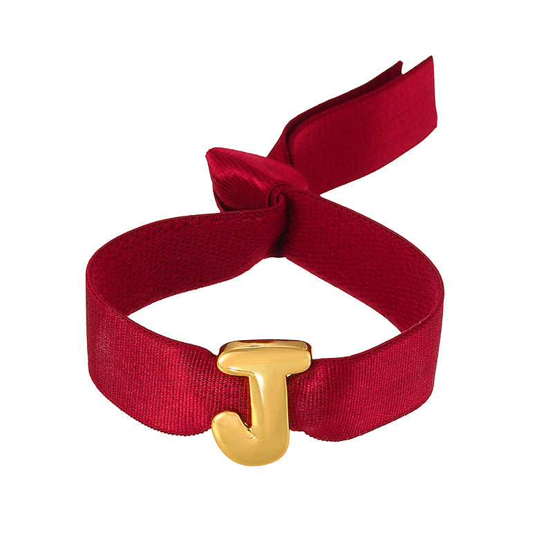 A Copper 26 Letter Velvet Elastic Bracelet