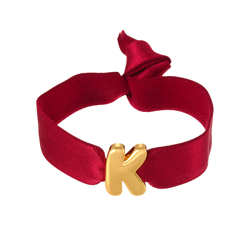 A Copper 26 Letter Velvet Elastic Bracelet