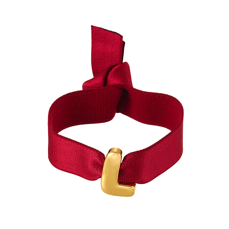 A Copper 26 Letter Velvet Elastic Bracelet