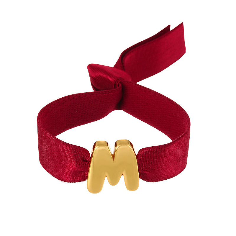 A Copper 26 Letter Velvet Elastic Bracelet