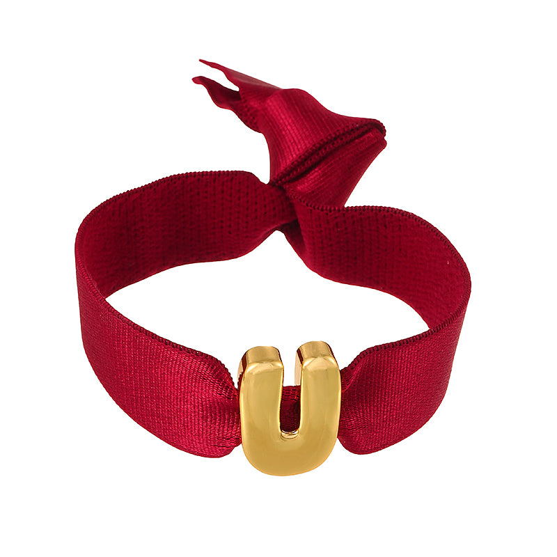 A Copper 26 Letter Velvet Elastic Bracelet