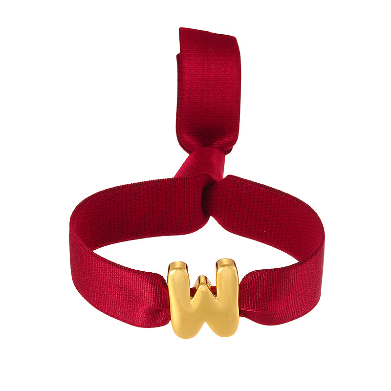 A Copper 26 Letter Velvet Elastic Bracelet