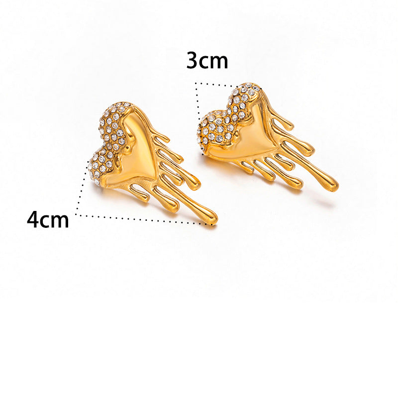 Necklace Stainless Steel Rhinestone Tassel Necklace