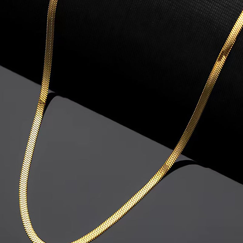 Gold Titanium Steel Snake Bone Chain Necklace