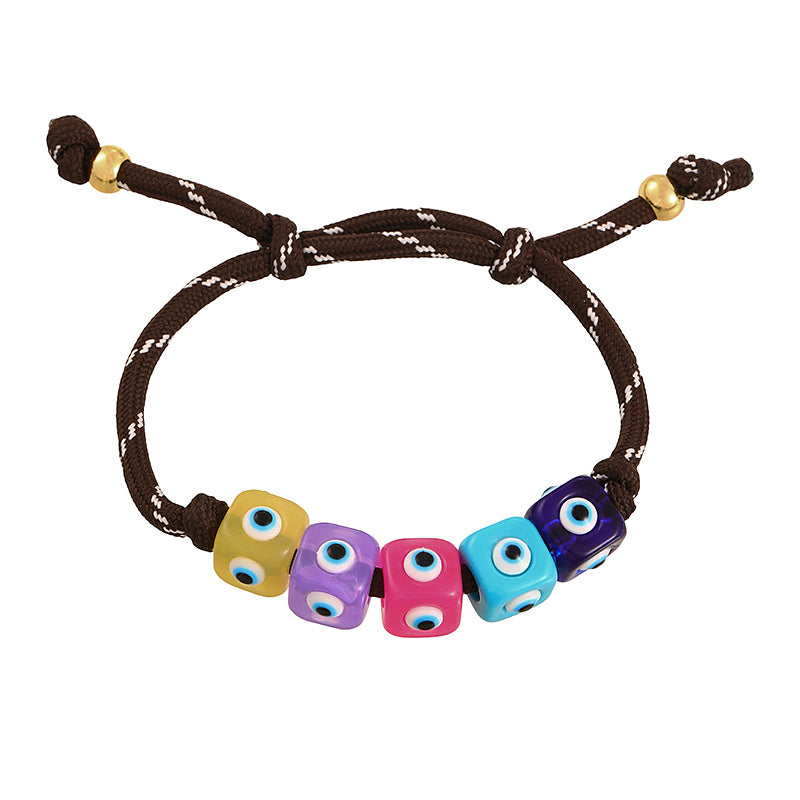 Color 1 Resin Square Drip Eye Braided Bracelet