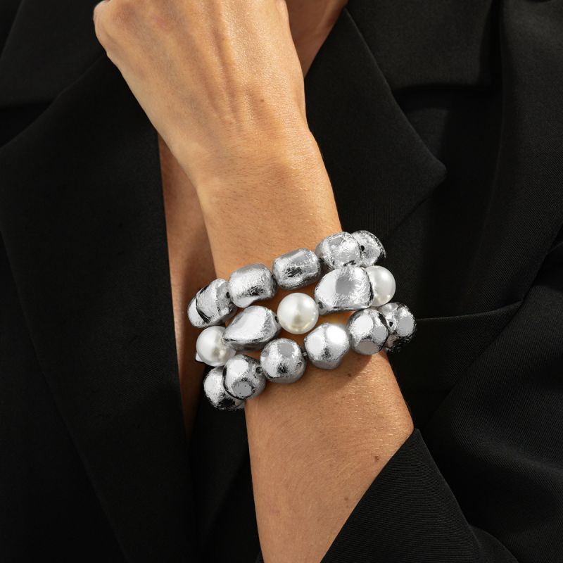 Bracelet #3 Alloy Irregular Beaded Bracelet Set