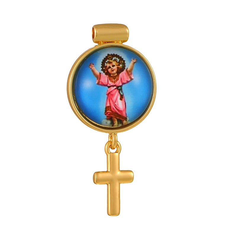 Gold 1 Circular Religious Pattern Cross Accessories