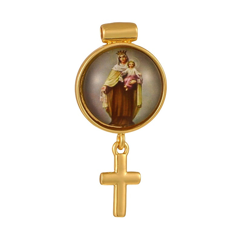Gold 1 Circular Religious Pattern Cross Accessories