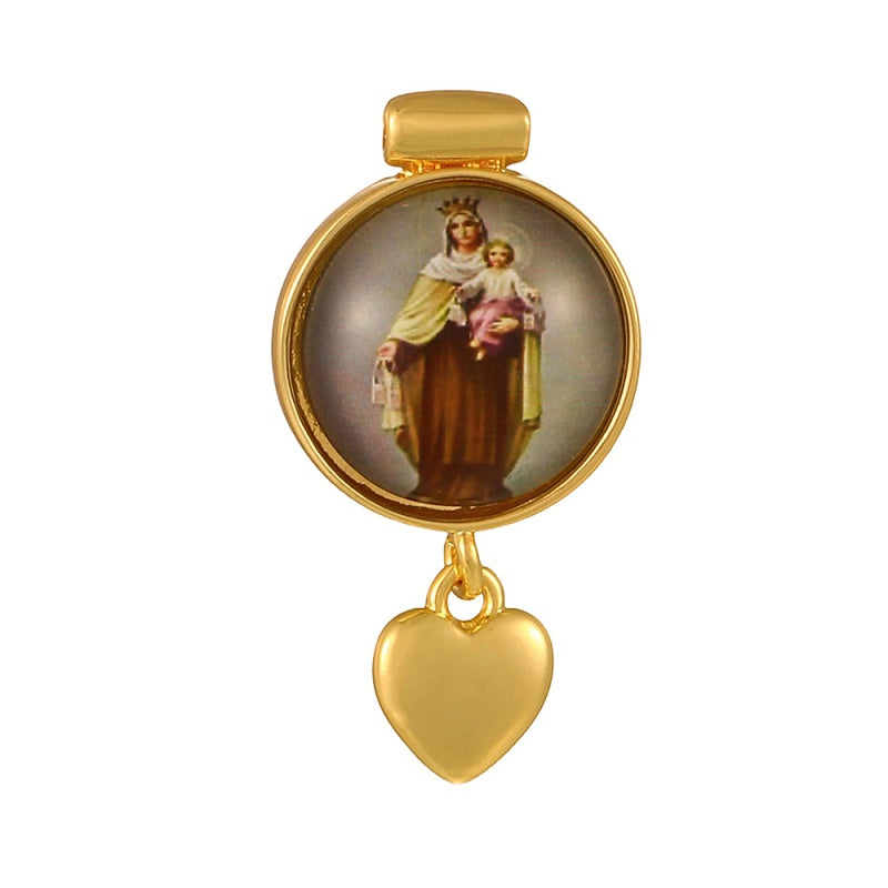 Gold 1 Round Religious Pattern Heart Accessories