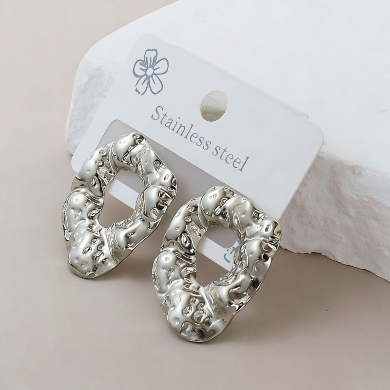 Silver Style 1 Stainless Steel Irregular Earrings