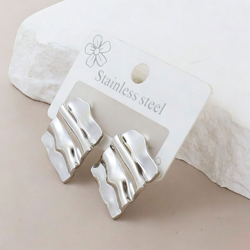 Silver Style 1 Stainless Steel Irregular Earrings