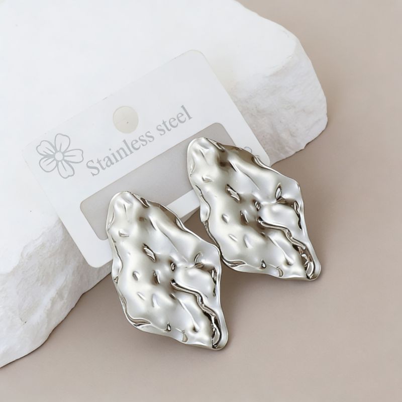 Silver Style 19 Stainless Steel Irregular Earrings