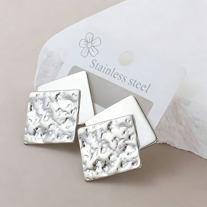 Silver Style 19 Stainless Steel Irregular Earrings