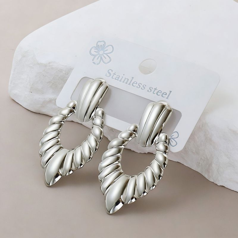 Silver Style 19 Stainless Steel Irregular Earrings