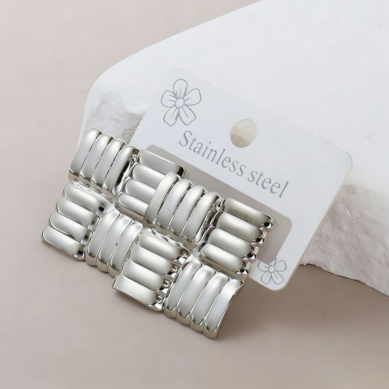 Silver Style 19 Stainless Steel Irregular Earrings