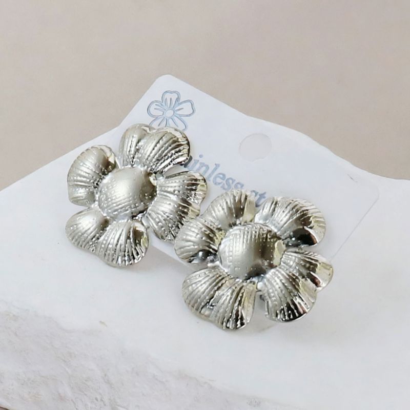 Silver Style 19 Stainless Steel Irregular Earrings