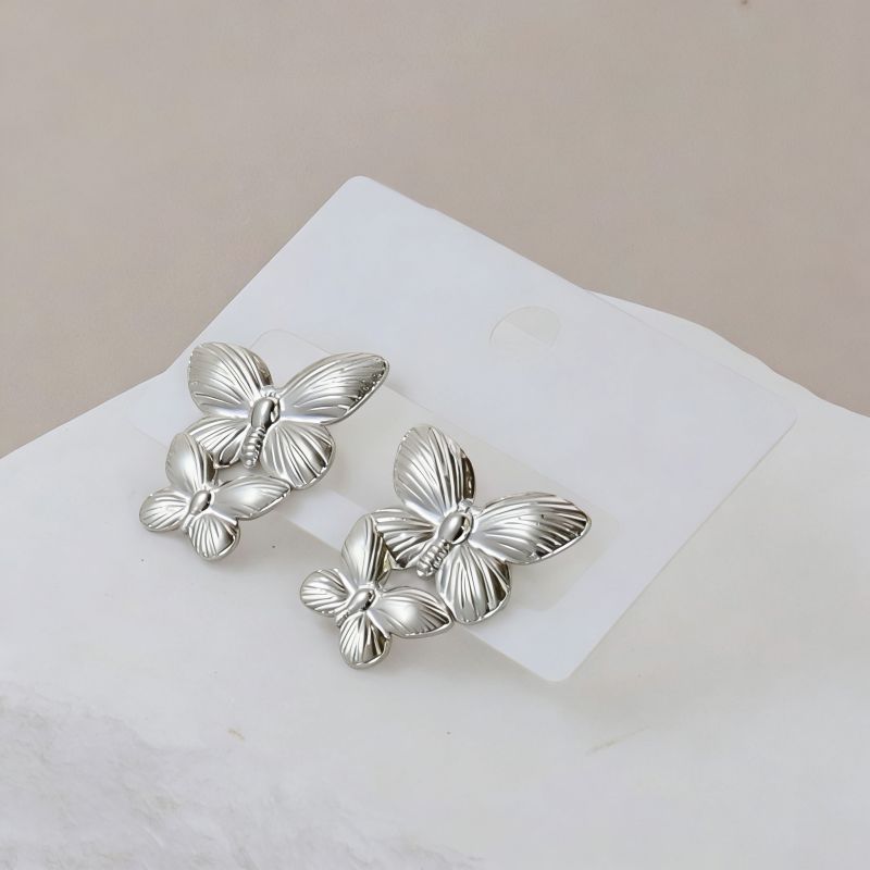 Silver Style 19 Stainless Steel Irregular Earrings