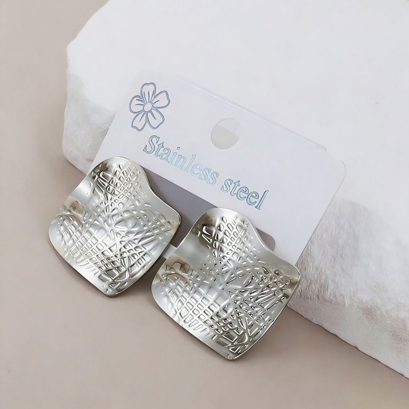 Silver Style 19 Stainless Steel Irregular Earrings