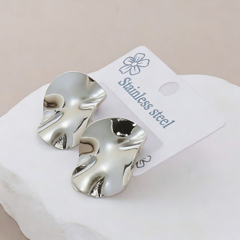 Silver Style 19 Stainless Steel Irregular Earrings