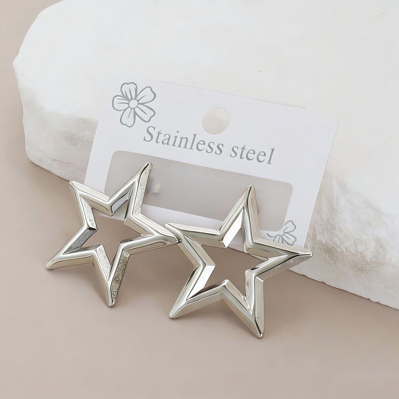 Silver Style 19 Stainless Steel Irregular Earrings
