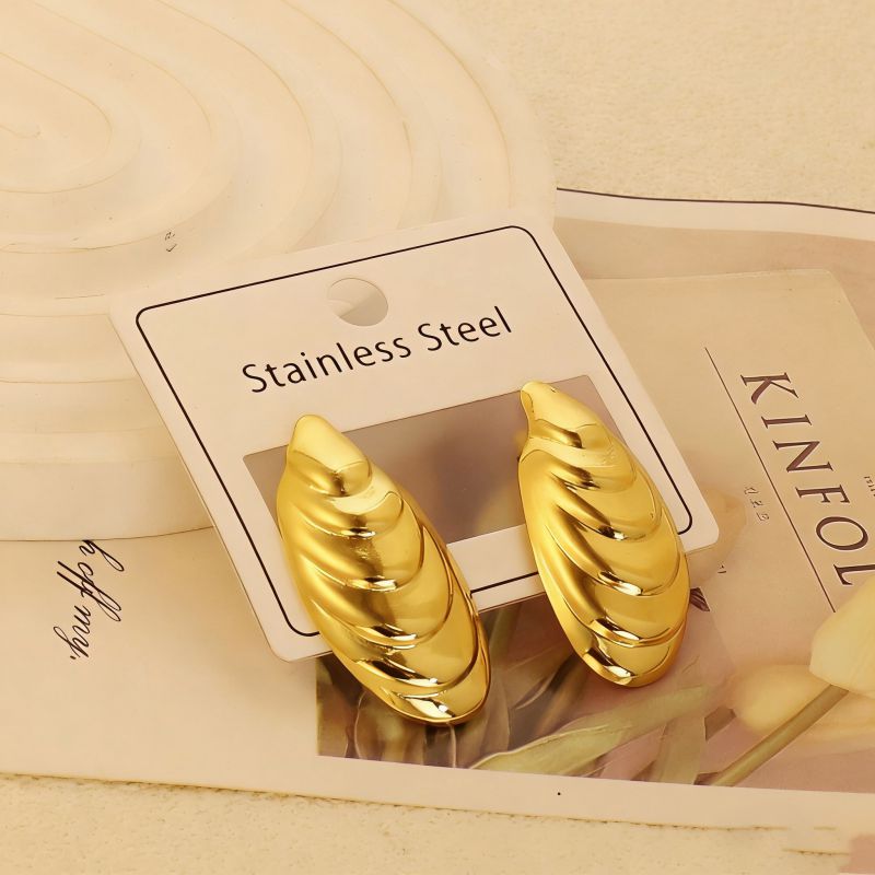 Gold Style 1 Stainless Steel Heart-shaped Earrings