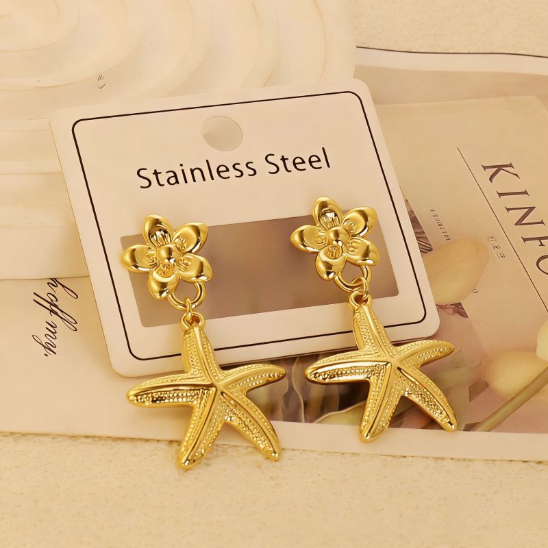 Gold Style 1 Stainless Steel Heart-shaped Earrings