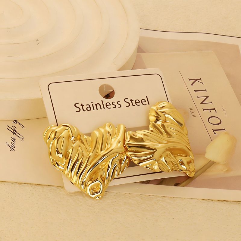 Gold Style 1 Stainless Steel Heart-shaped Earrings