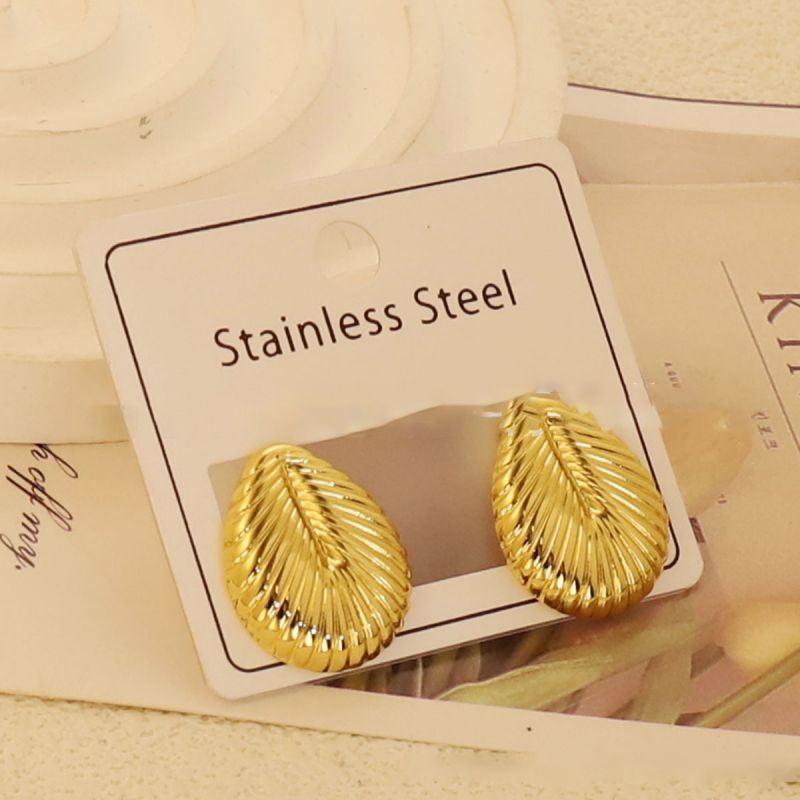 Gold Style 1 Stainless Steel Heart-shaped Earrings