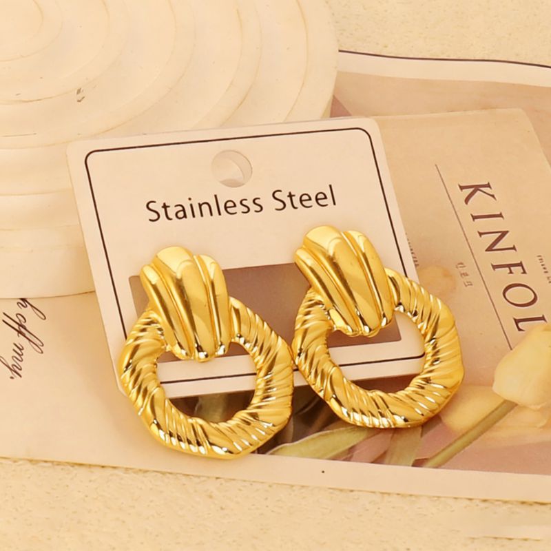 Gold Style 1 Stainless Steel Heart-shaped Earrings