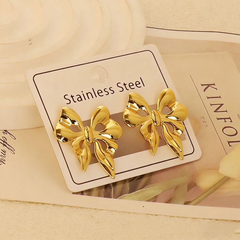 Gold Style 1 Stainless Steel Heart-shaped Earrings