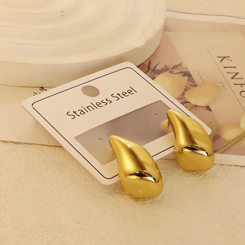 Gold Style 1 Stainless Steel Heart-shaped Earrings