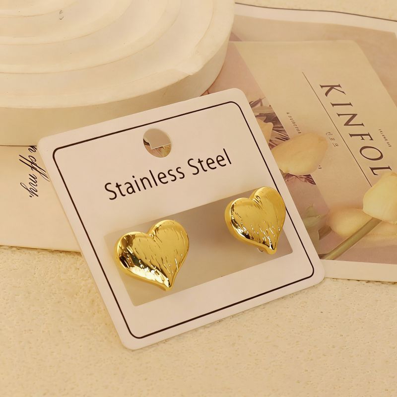 Gold Style 1 Stainless Steel Heart-shaped Earrings