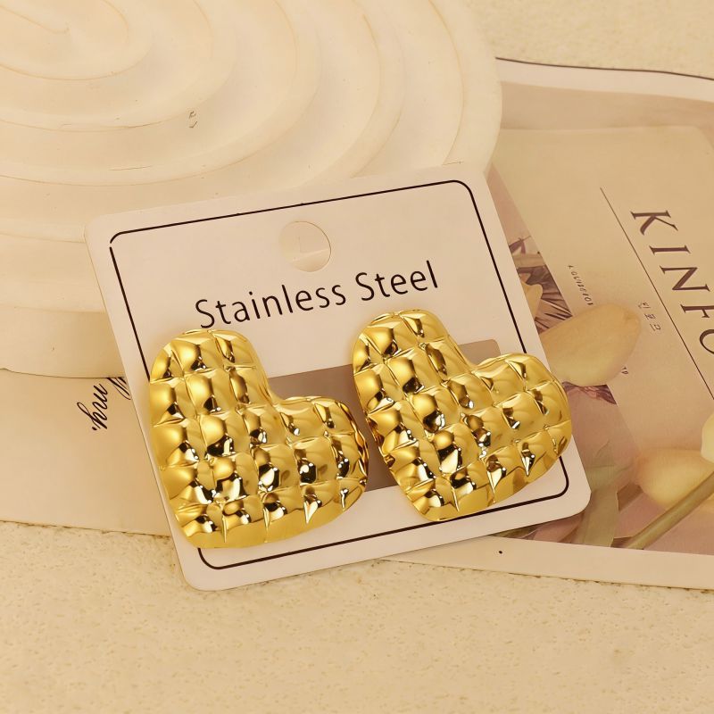 Gold Style 1 Stainless Steel Heart-shaped Earrings