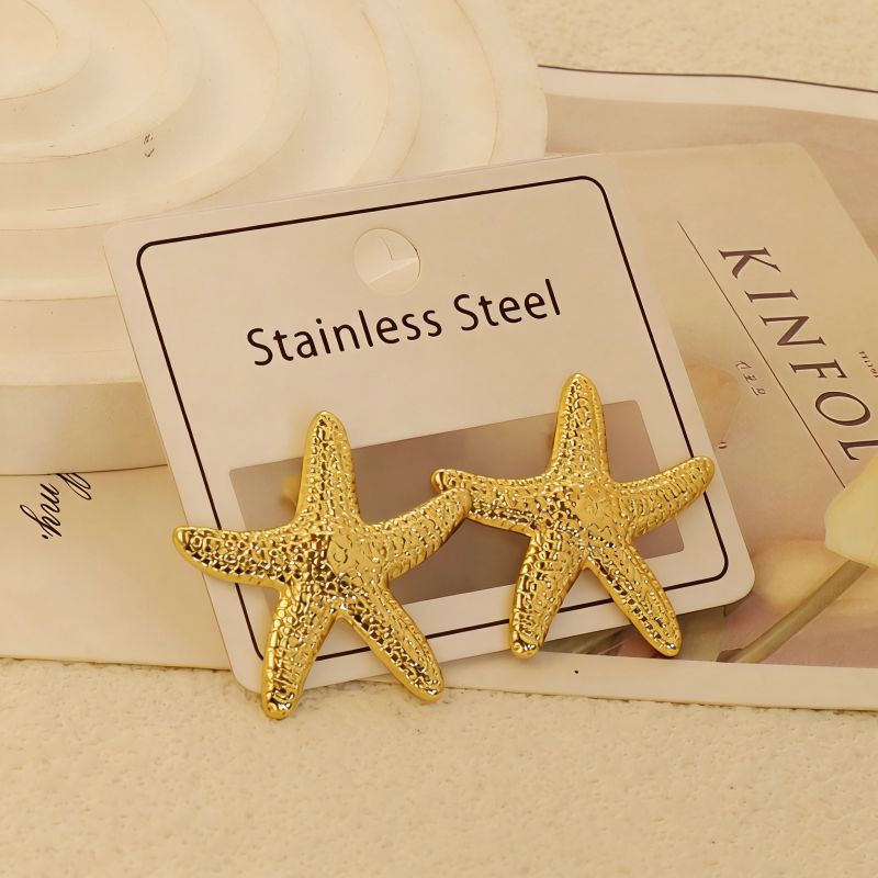 Gold Style 1 Stainless Steel Heart-shaped Earrings