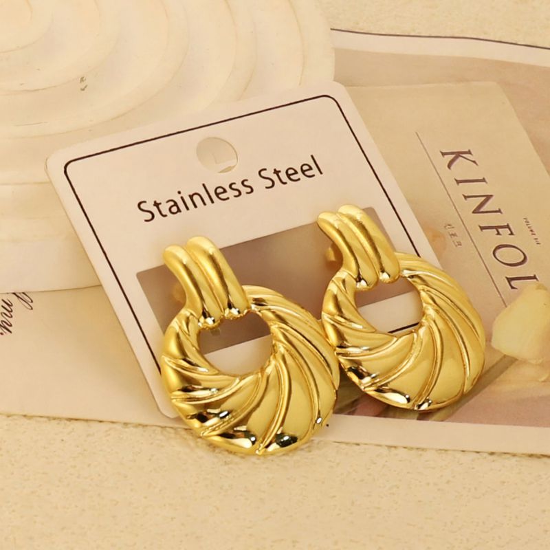 Gold Style 1 Stainless Steel Heart-shaped Earrings