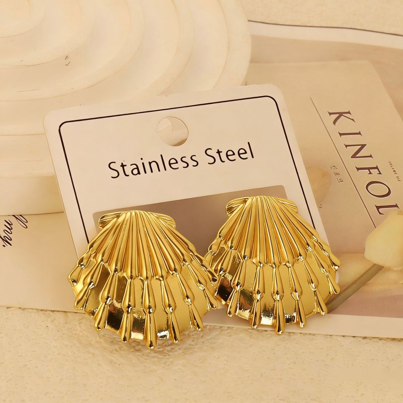 Gold Style 1 Stainless Steel Heart-shaped Earrings