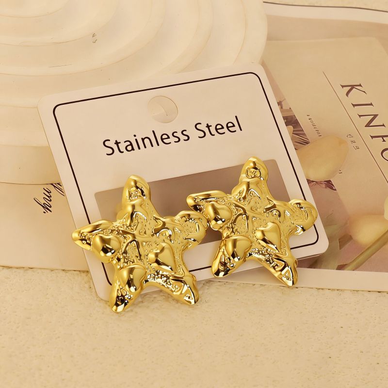 Gold Style 1 Stainless Steel Heart-shaped Earrings