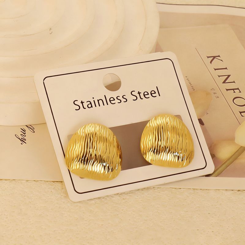 Gold Style 1 Stainless Steel Heart-shaped Earrings