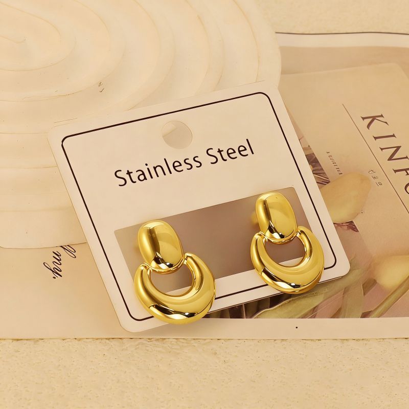 Gold Style 1 Stainless Steel Heart-shaped Earrings