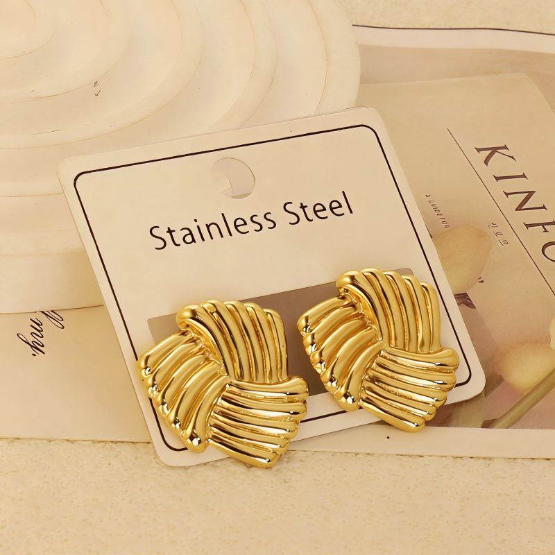 Gold Style 1 Stainless Steel Heart-shaped Earrings