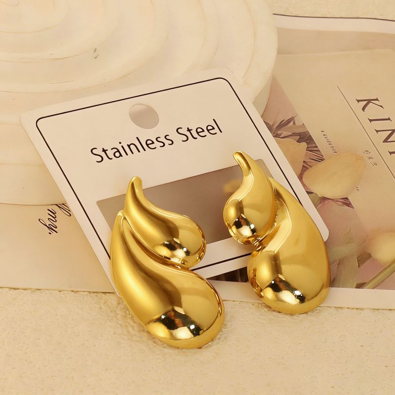 Gold Style 1 Stainless Steel Heart-shaped Earrings