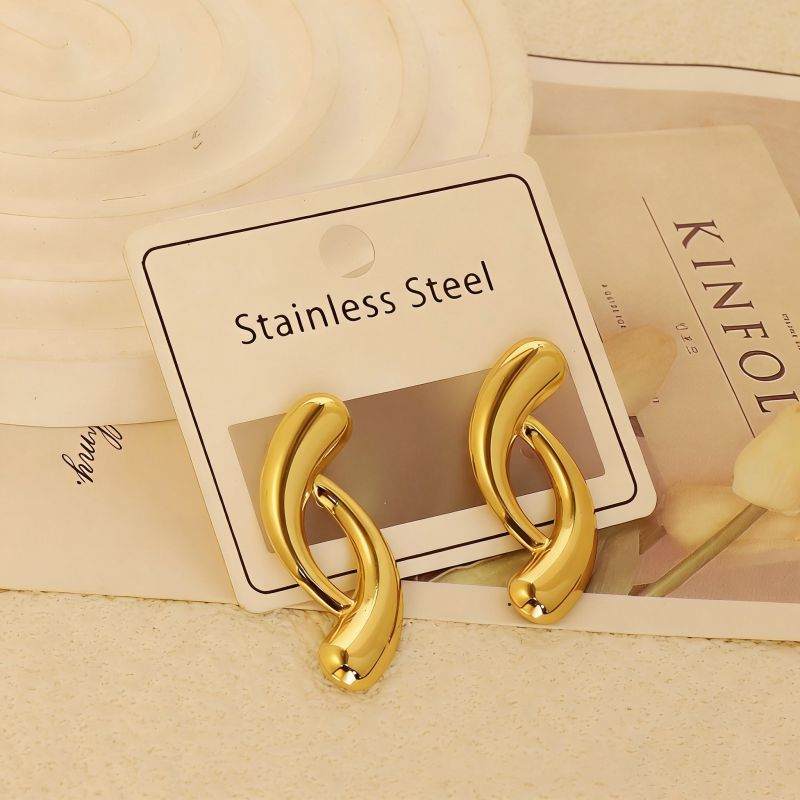 Gold Style 51 Stainless Steel Bow Earrings