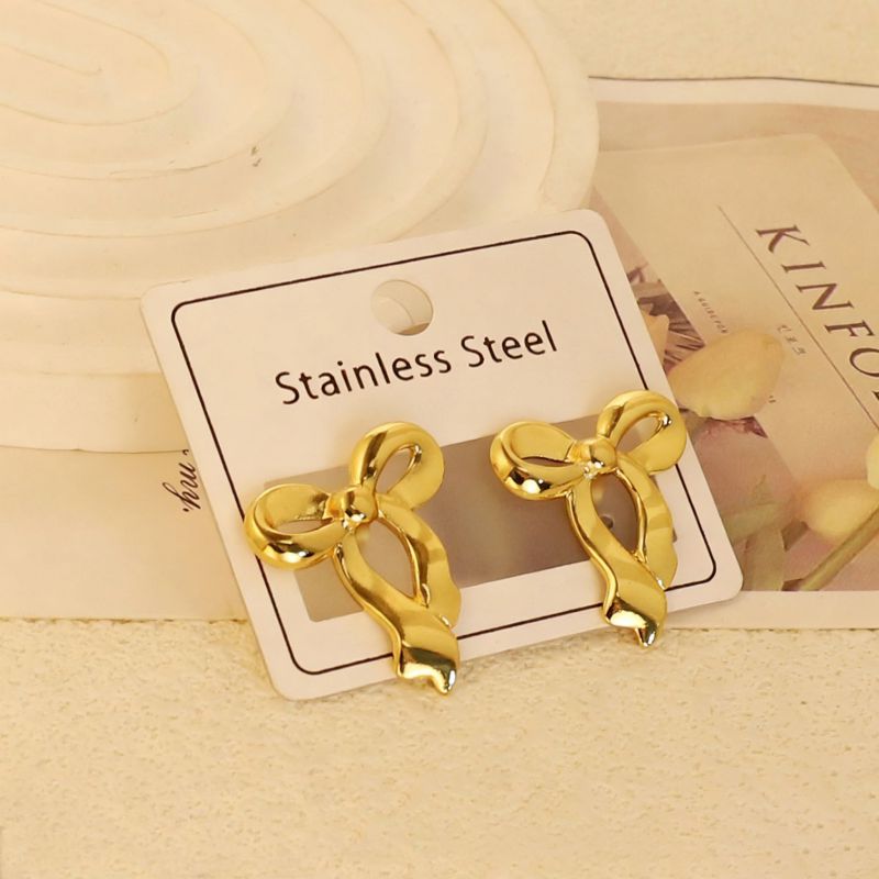 Gold Style 51 Stainless Steel Bow Earrings