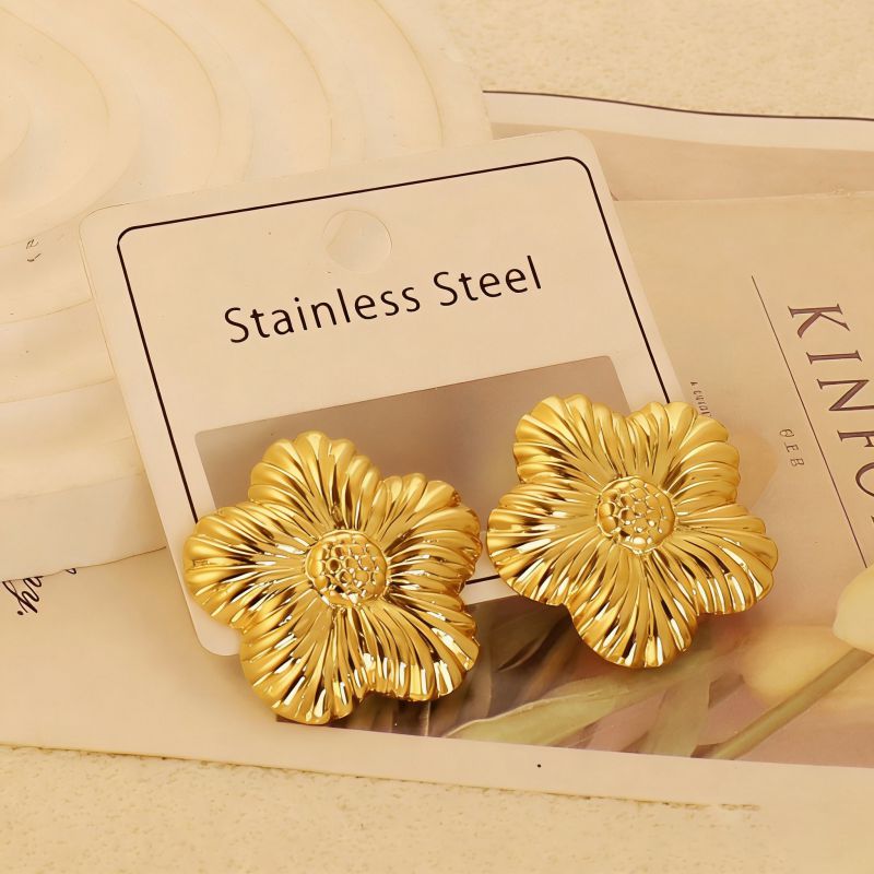 Gold Style 51 Stainless Steel Bow Earrings