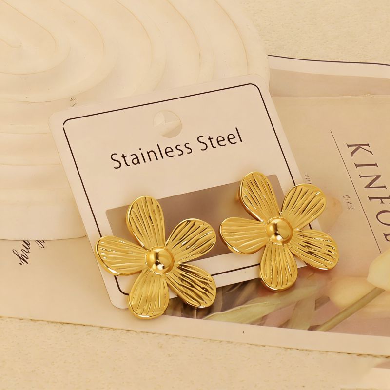 Gold Style 51 Stainless Steel Bow Earrings